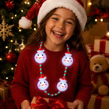 Light Up Snowman Charms with Beaded Necklace