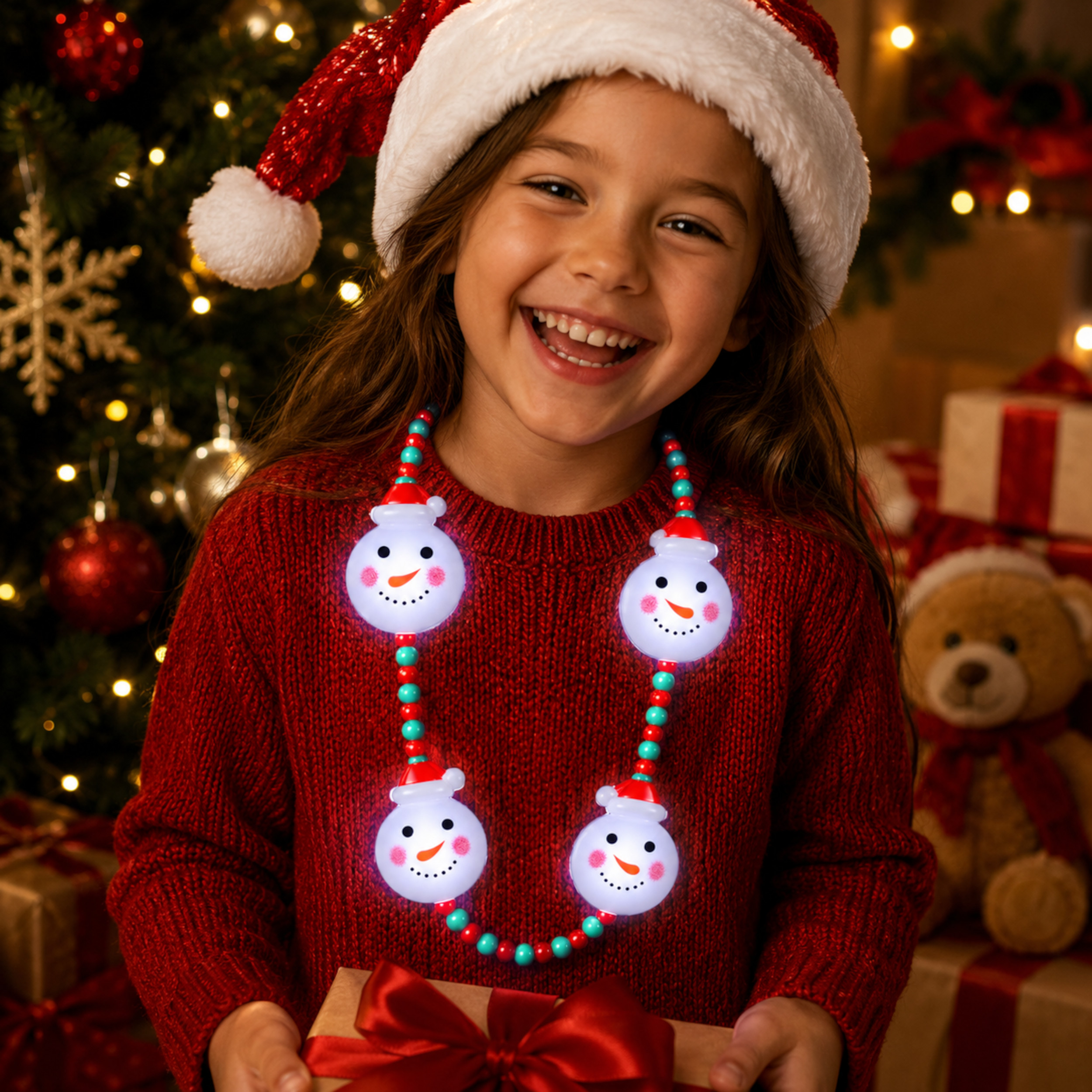 Light Up Snowman Charms with Beaded Necklace All Products Light Up Snowman Charms with Beaded Necklace All Products
