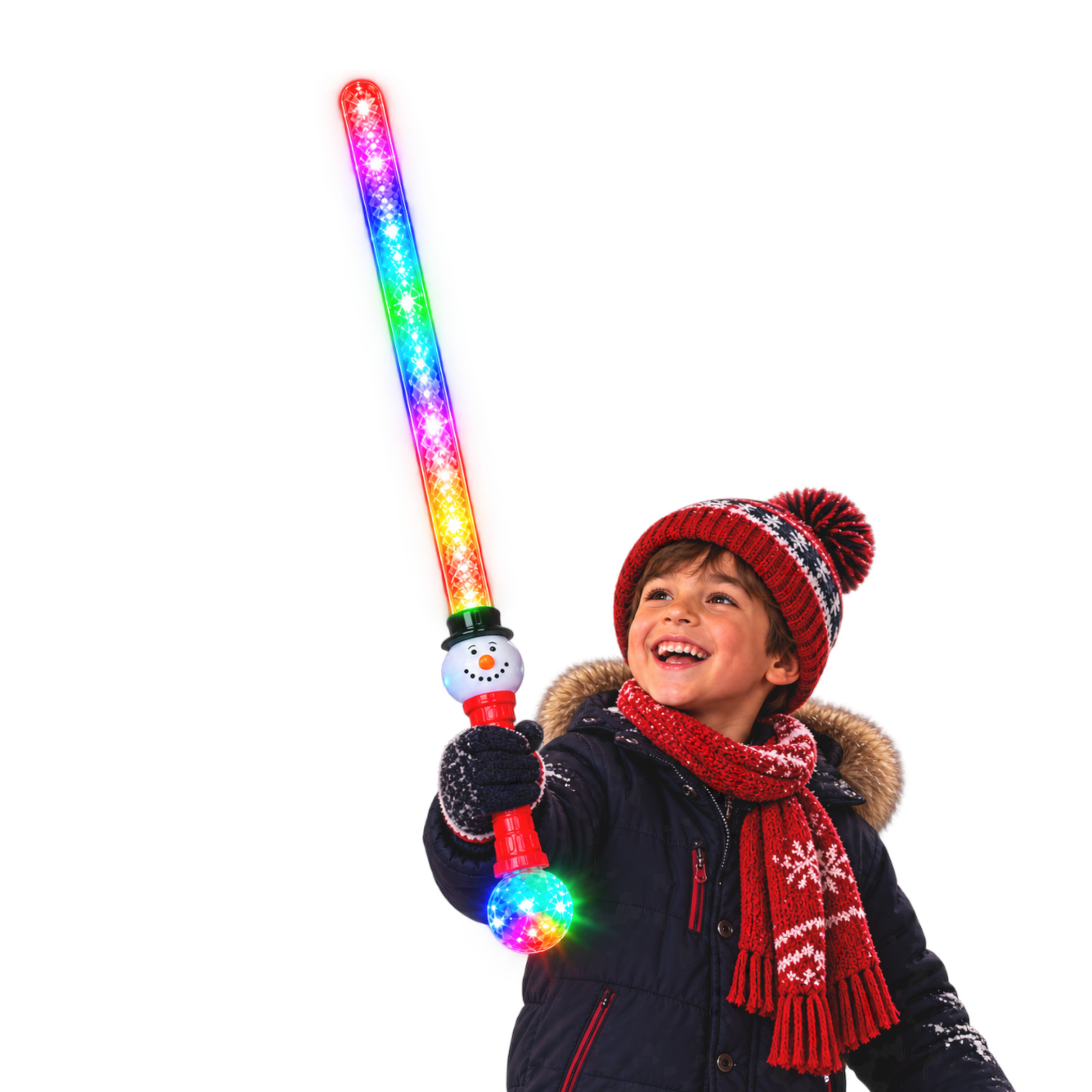 Light Up Snowman Wand 28 Inch Christmas LED Sword with Prism Ball All Products Light Up Snowman Wand 28 Inch Christmas LED Sword with Prism Ball All Products