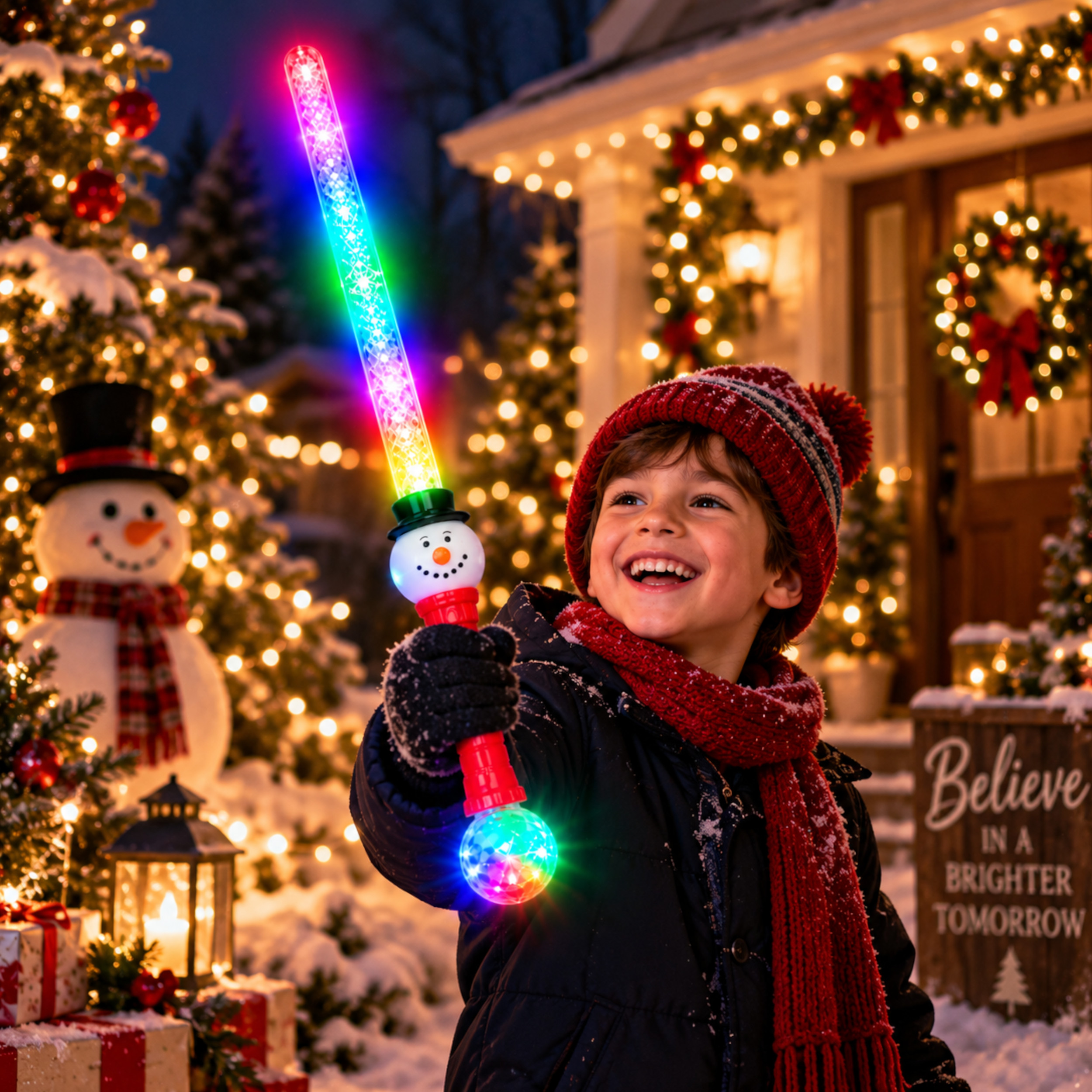 Light Up Snowman Wand 28 Inch Christmas LED Sword with Prism Ball All Products Light Up Snowman Wand 28 Inch Christmas LED Sword with Prism Ball All Products 4