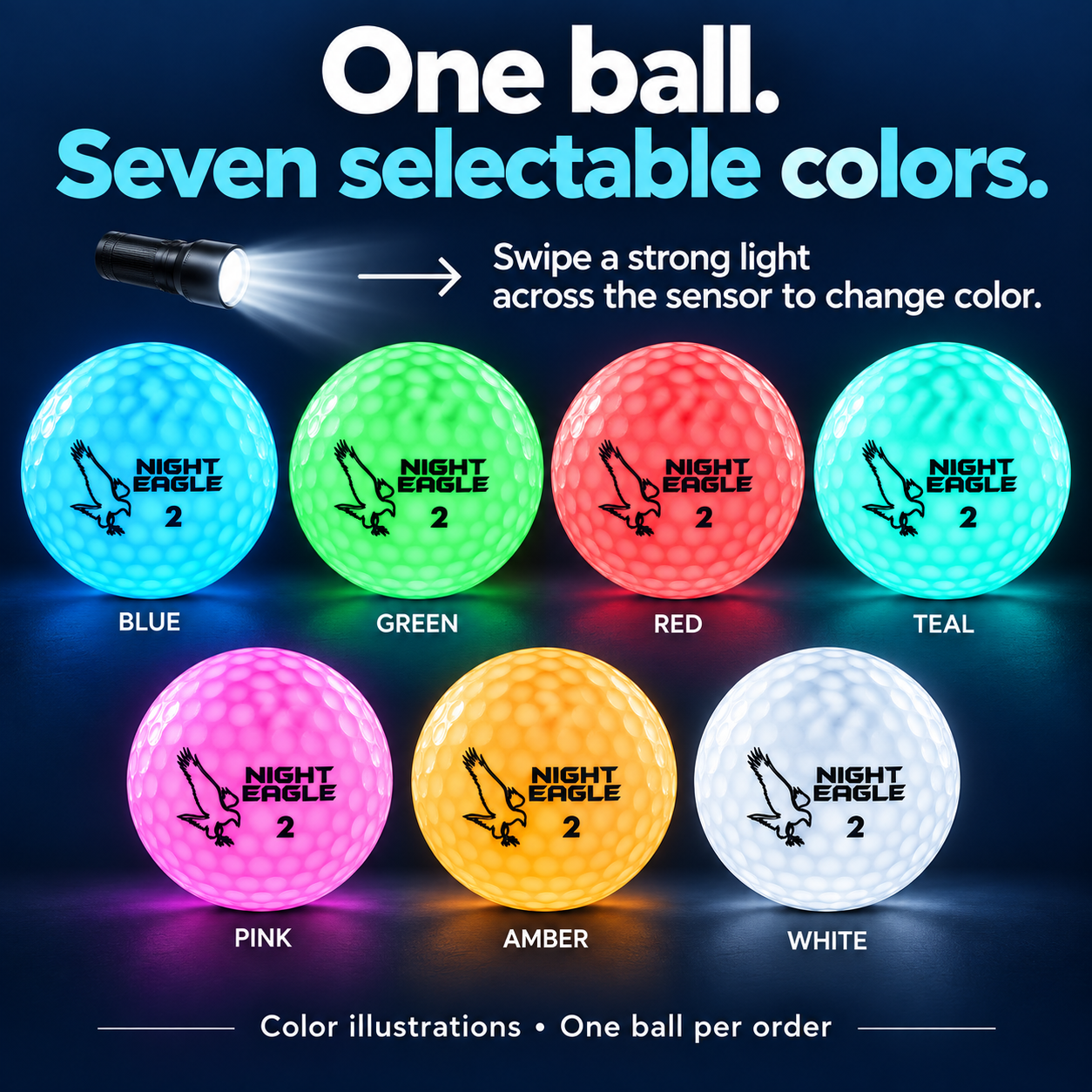 Night Eagle CV 7 Color LED Golf Ball Light Activated 1 Ball All Products Night Eagle CV 7 Color LED Golf Ball Light Activated 1 Ball All Products 3
