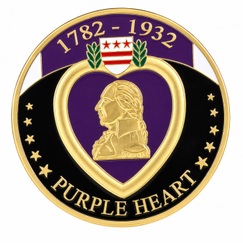 Purple Heart Challenge Coin – 1782–1932 Commemorative Keepsake with Clear Case