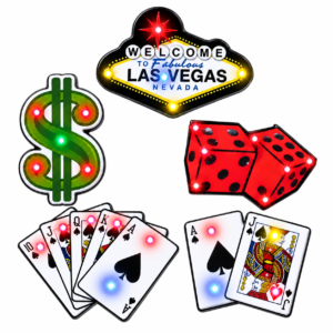 Vegas LED Light-Up Pins — 5-Piece Casino Party Set Casino & Las Vegas