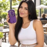 Portable Purple Handheld Fan with Kickstand
