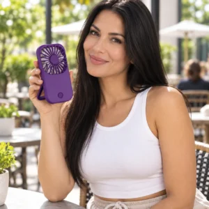 Portable Purple Handheld Fan with Kickstand