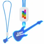 Custom Neon-Look Lanyard with Acrylic Guitar Pendant