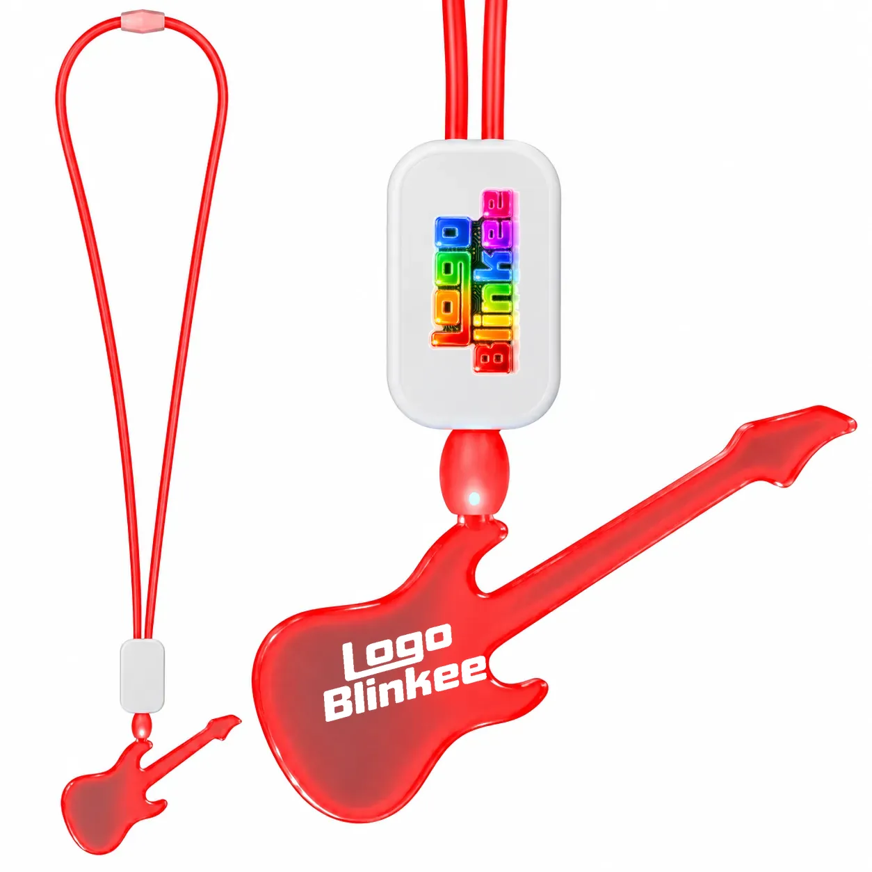 Custom Neon-Look Lanyard with Acrylic Guitar Pendant Custom Light-Up Necklaces Custom Neon-Look Lanyard with Acrylic Guitar Pendant Custom Light-Up Necklaces 3