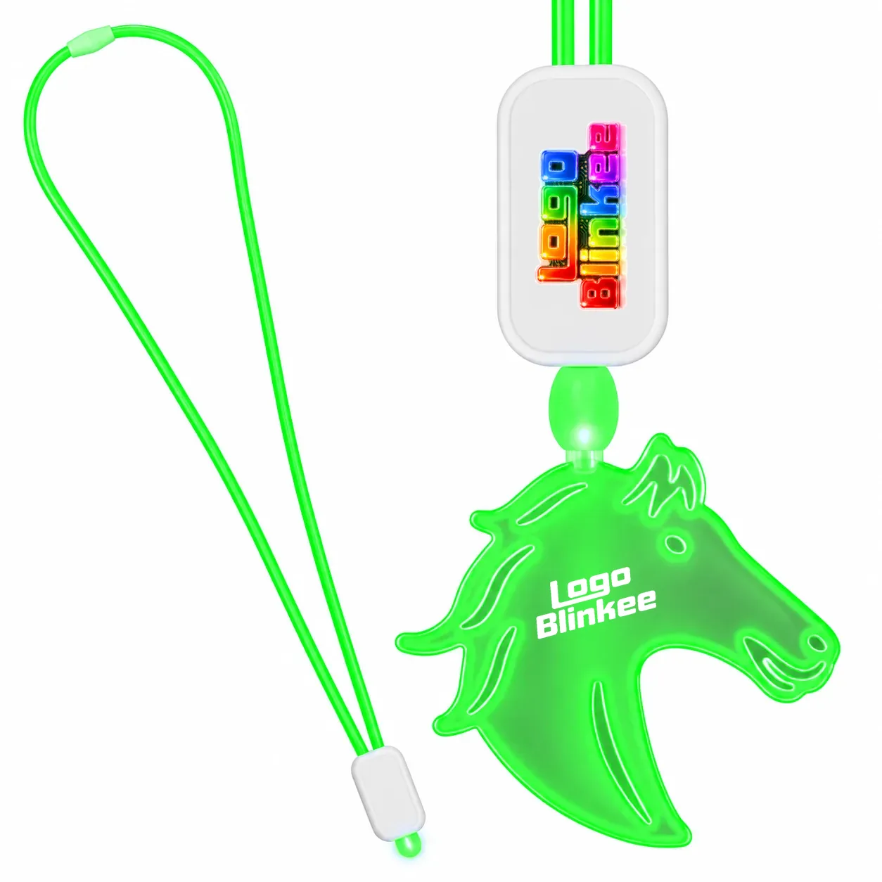 Custom Neon-Look Lanyard with Acrylic Horse Pendant Custom Light-Up Necklaces Custom Neon-Look Lanyard with Acrylic Horse Pendant Custom Light-Up Necklaces 2
