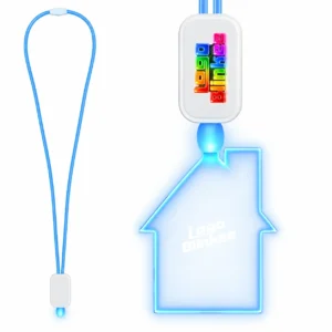 Custom Neon-Look Lanyard with Acrylic House Pendant Custom Light-Up Necklaces