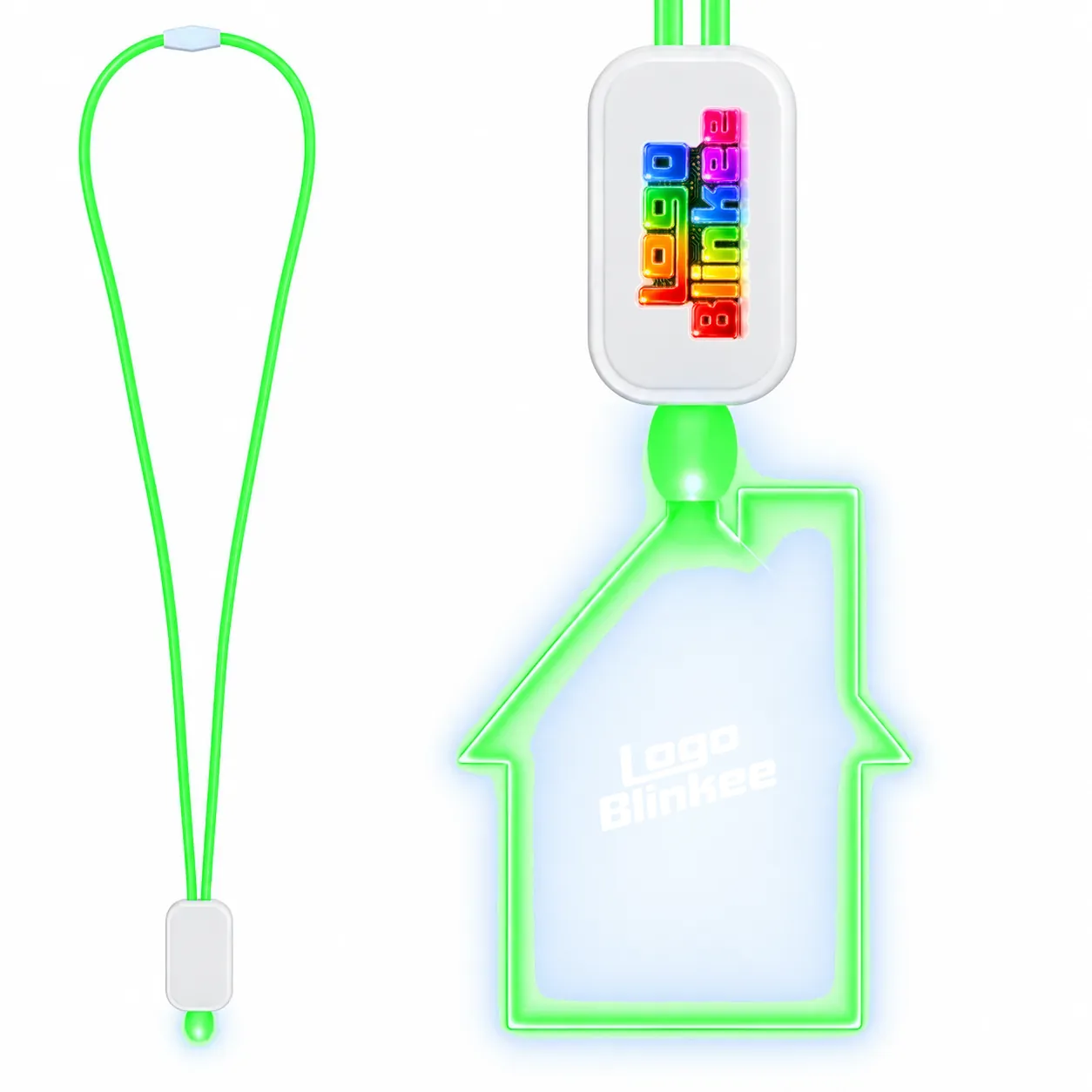 Custom Neon-Look Lanyard with Acrylic House Pendant Custom Light-Up Necklaces Custom Neon-Look Lanyard with Acrylic House Pendant Custom Light-Up Necklaces 2