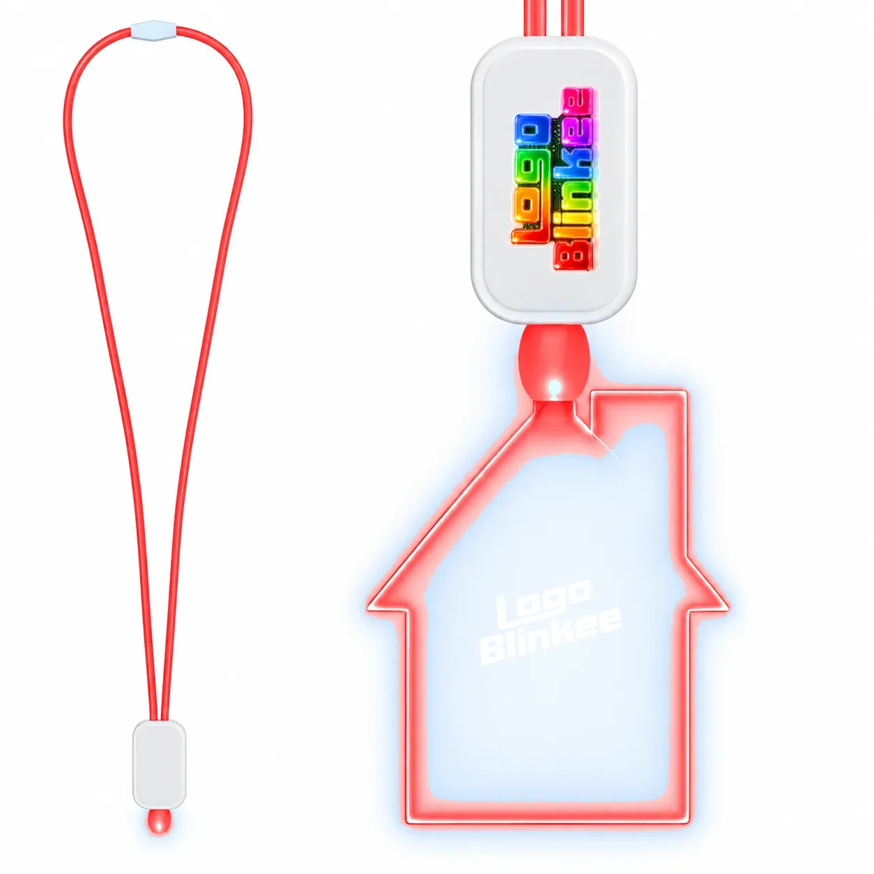 Custom Neon-Look Lanyard with Acrylic House Pendant Custom Light-Up Necklaces Custom Neon-Look Lanyard with Acrylic House Pendant Custom Light-Up Necklaces 3