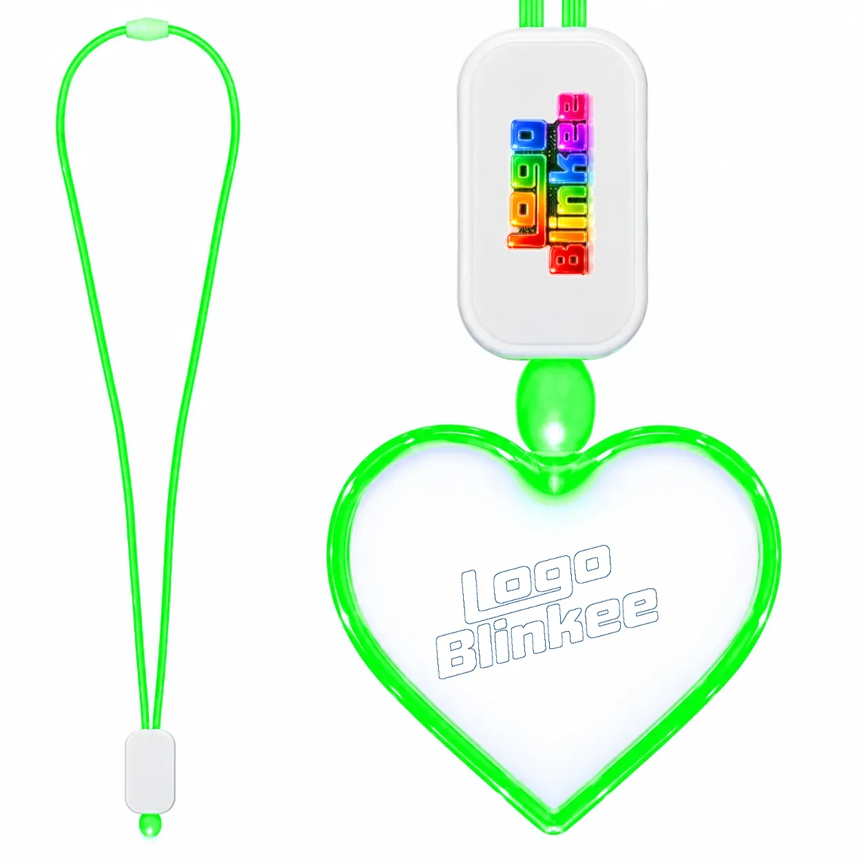 Custom Neon-Look Lanyard with Acrylic Heart Pendant Custom Light-Up Necklaces Custom Neon-Look Lanyard with Acrylic Heart Pendant Custom Light-Up Necklaces 2