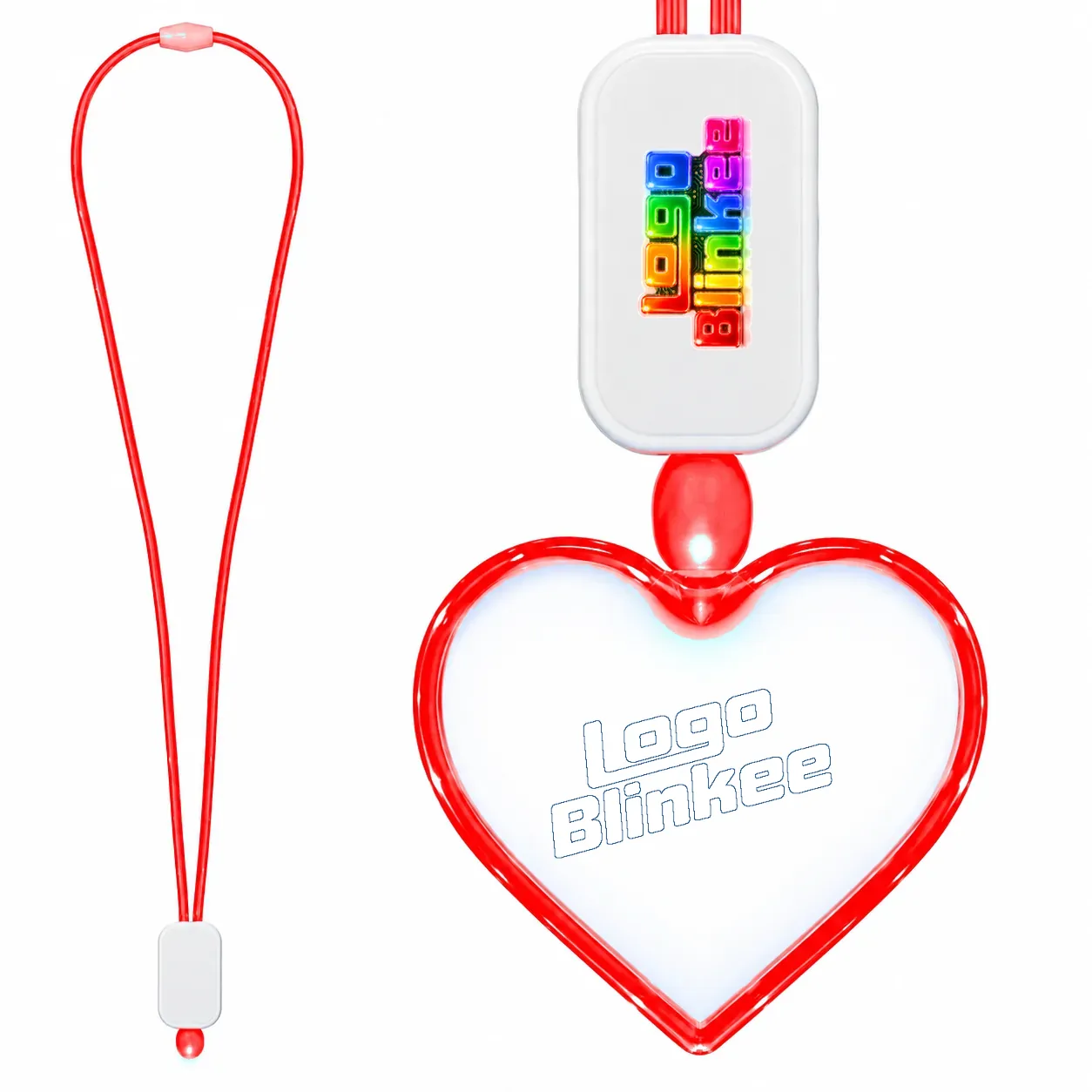 Custom Neon-Look Lanyard with Acrylic Heart Pendant Custom Light-Up Necklaces Custom Neon-Look Lanyard with Acrylic Heart Pendant Custom Light-Up Necklaces 3