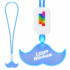 Custom Neon-Look Lanyard with Acrylic Mustache Pendant Custom Light-Up Necklaces