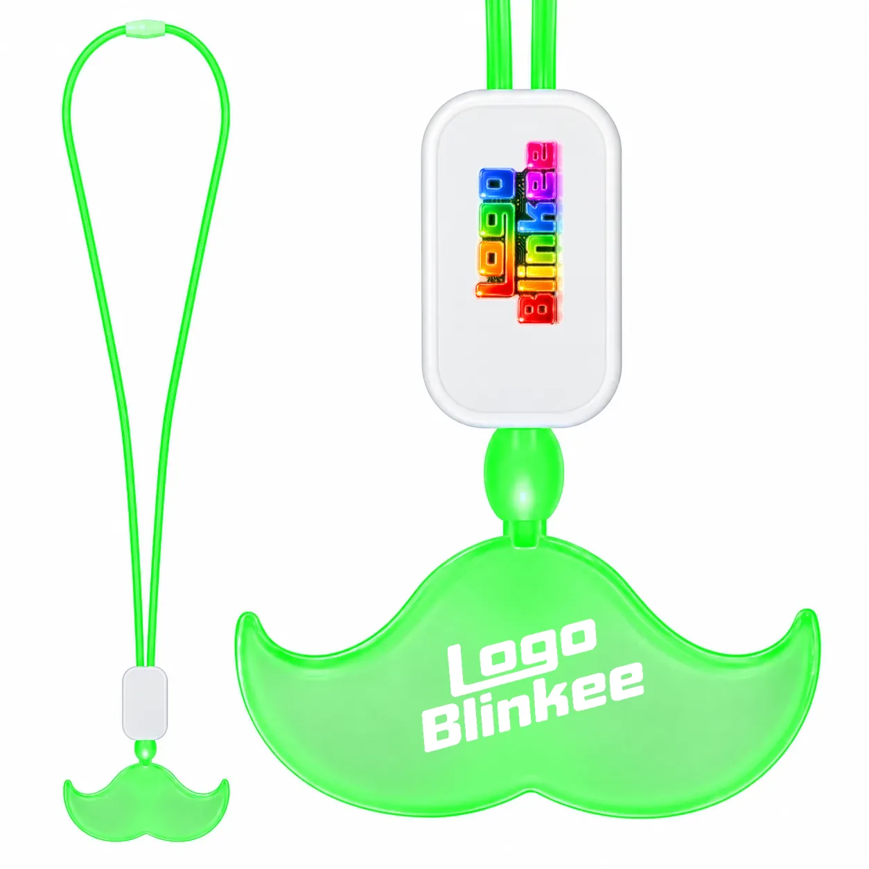Custom Neon-Look Lanyard with Acrylic Mustache Pendant Custom Light-Up Necklaces Custom Neon-Look Lanyard with Acrylic Mustache Pendant Custom Light-Up Necklaces 2