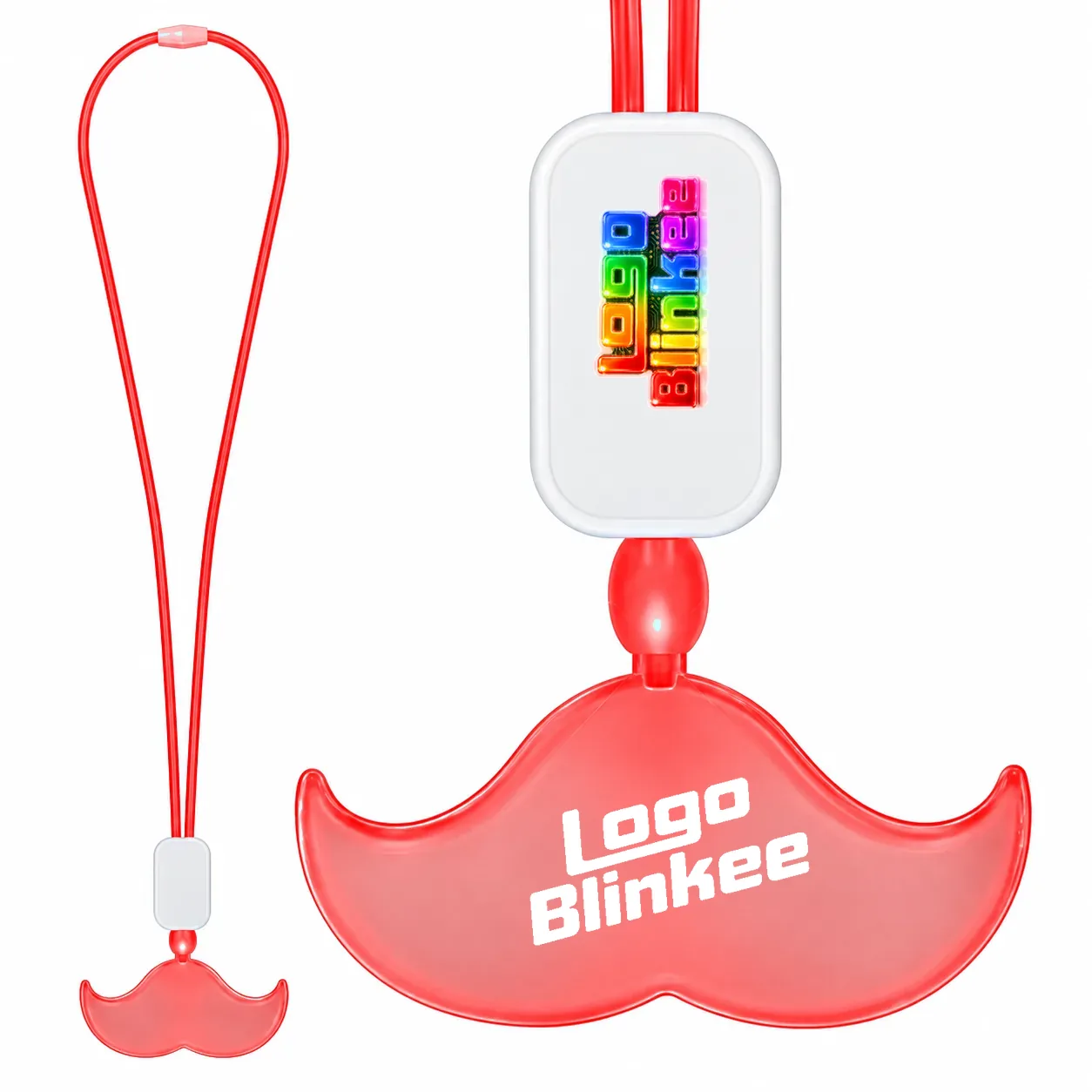 Custom Neon-Look Lanyard with Acrylic Mustache Pendant Custom Light-Up Necklaces Custom Neon-Look Lanyard with Acrylic Mustache Pendant Custom Light-Up Necklaces 3