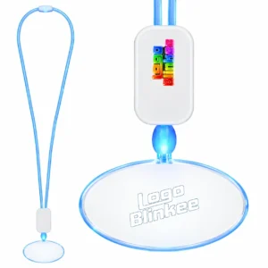 Custom Neon-Look Lanyard with Acrylic Oval Pendant Custom Light-Up Necklaces