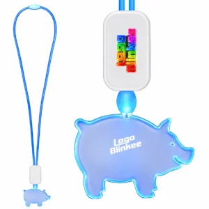 Custom Neon-Look Lanyard with Acrylic Pig Pendant Custom Light-Up Necklaces
