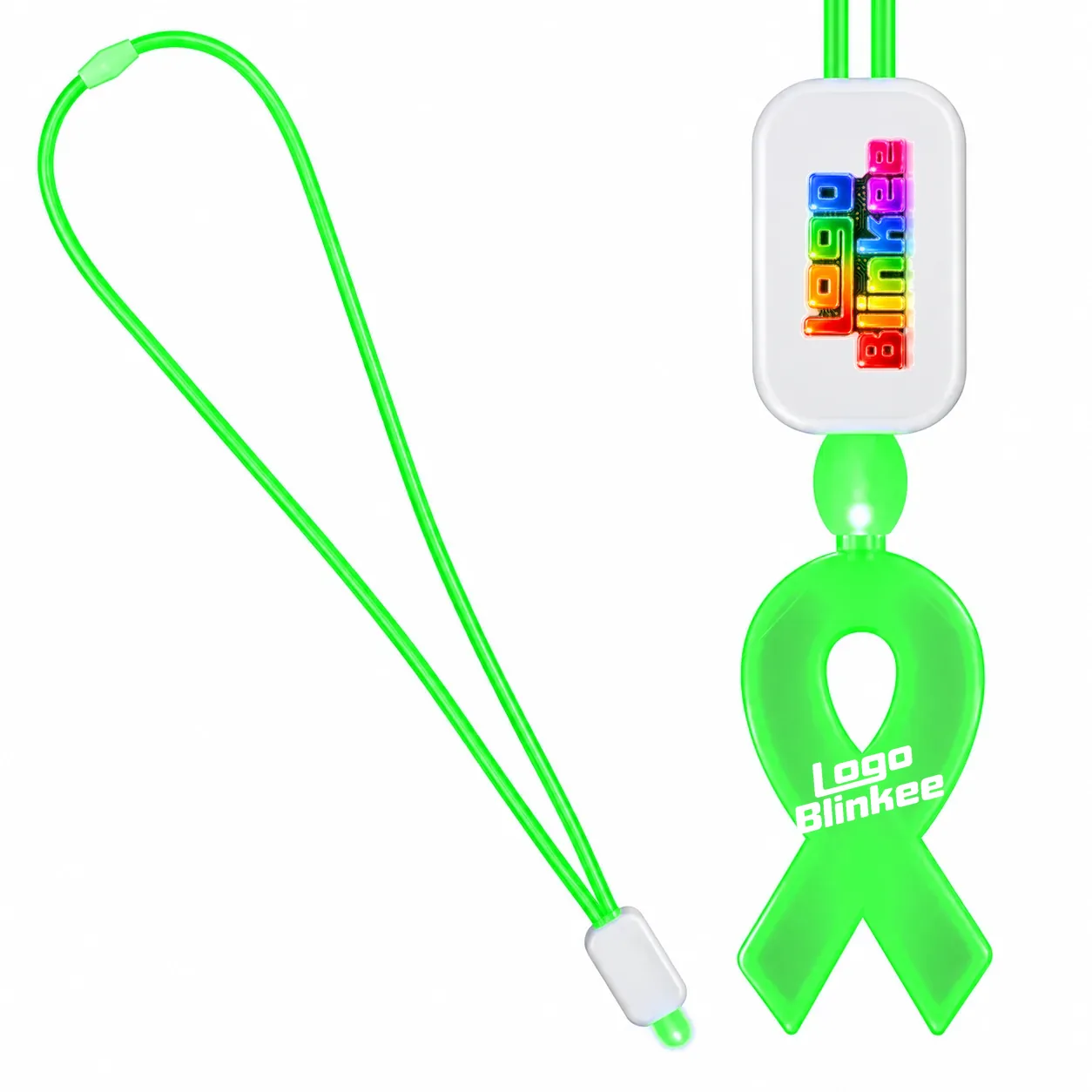 Custom Neon-Look Lanyard with Acrylic Awareness Ribbon Pendant Custom Light-Up Necklaces Custom Neon-Look Lanyard with Acrylic Awareness Ribbon Pendant Custom Light-Up Necklaces 2