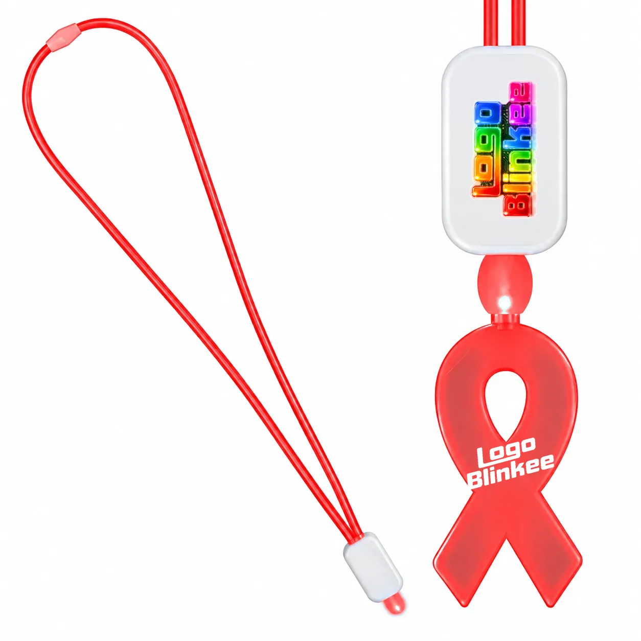 Custom Neon-Look Lanyard with Acrylic Awareness Ribbon Pendant Custom Light-Up Necklaces Custom Neon-Look Lanyard with Acrylic Awareness Ribbon Pendant Custom Light-Up Necklaces 3