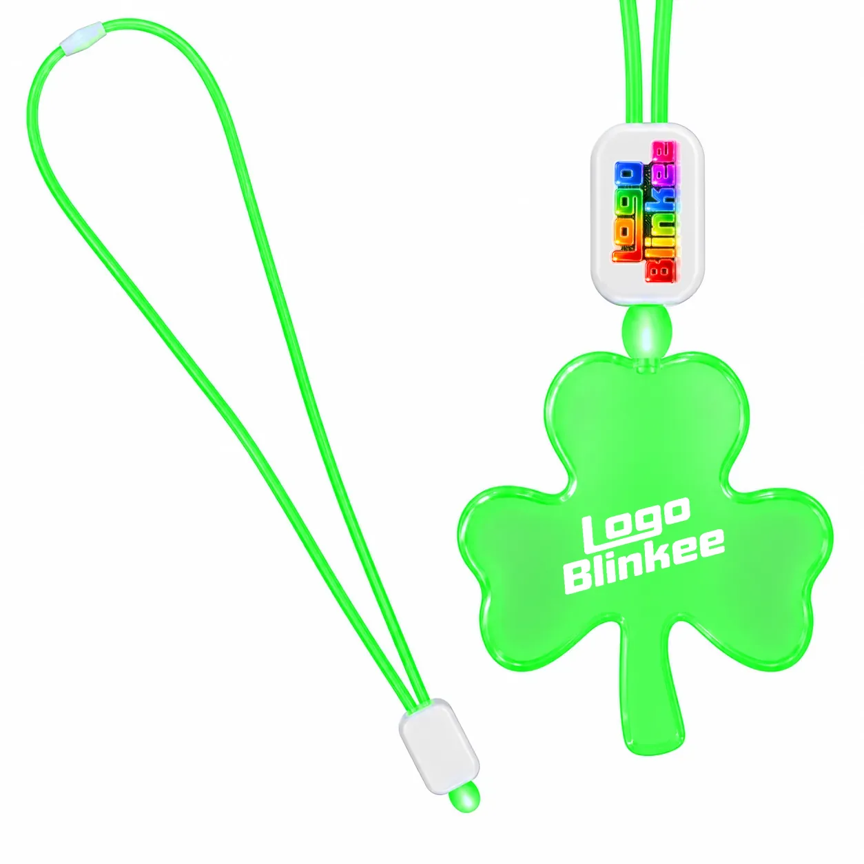 Custom Neon-Look Lanyard with Acrylic Shamrock Pendant Custom Light-Up Necklaces Custom Neon-Look Lanyard with Acrylic Shamrock Pendant Custom Light-Up Necklaces 2