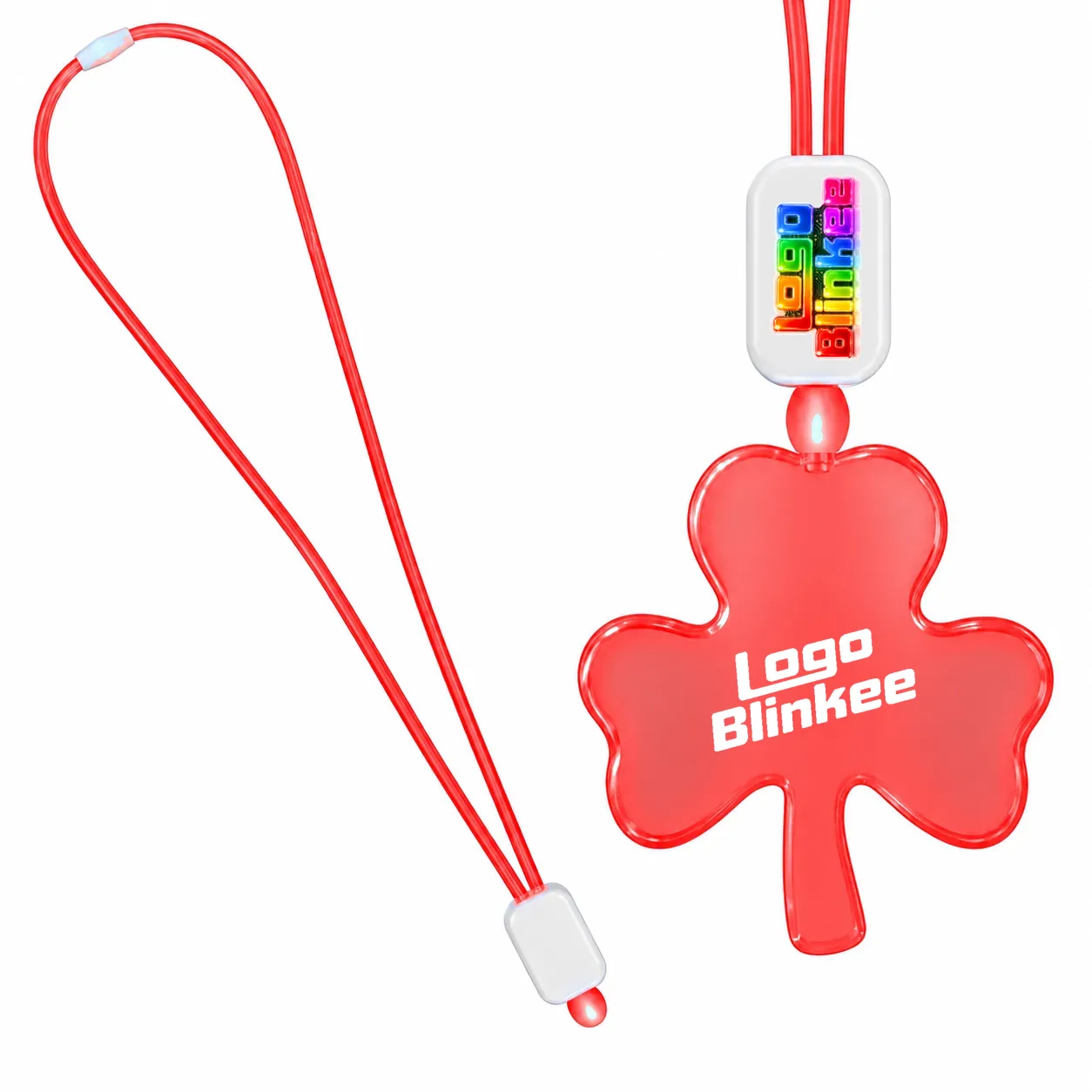 Custom Neon-Look Lanyard with Acrylic Shamrock Pendant Custom Light-Up Necklaces Custom Neon-Look Lanyard with Acrylic Shamrock Pendant Custom Light-Up Necklaces 3