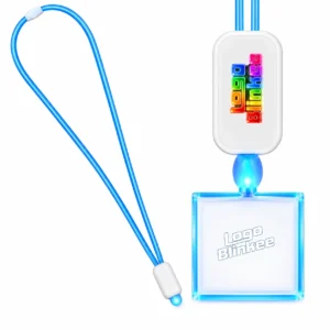 Custom Neon-Look Lanyard with Acrylic Square Pendant Custom Light-Up Necklaces