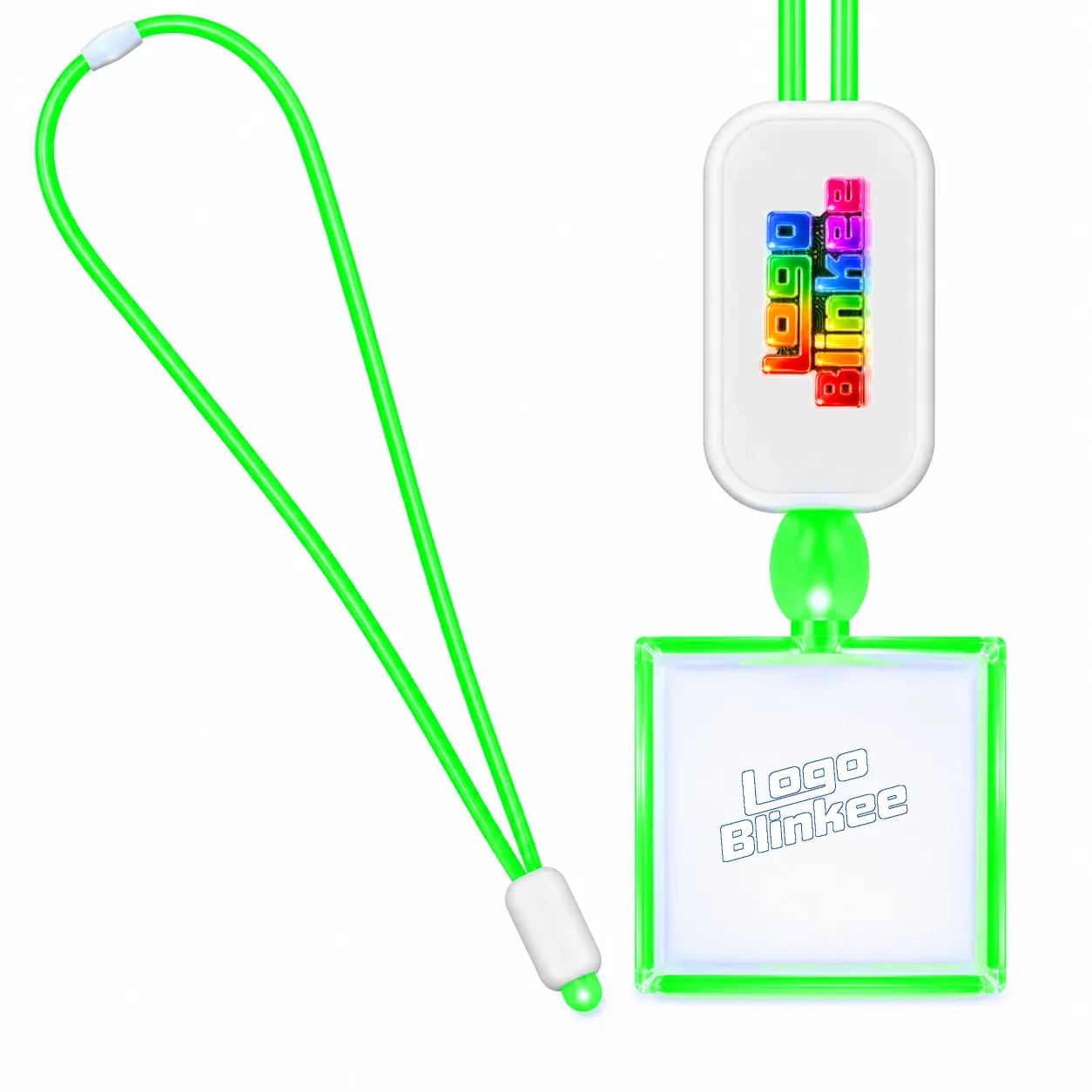 Custom Neon-Look Lanyard with Acrylic Square Pendant Custom Light-Up Necklaces Custom Neon-Look Lanyard with Acrylic Square Pendant Custom Light-Up Necklaces 2