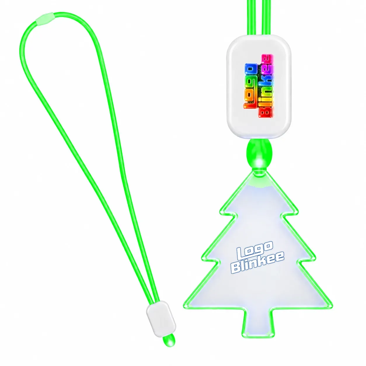 Custom Neon-Look Lanyard with Acrylic Christmas Tree Pendant Custom Light-Up Necklaces Custom Neon-Look Lanyard with Acrylic Christmas Tree Pendant Custom Light-Up Necklaces 2