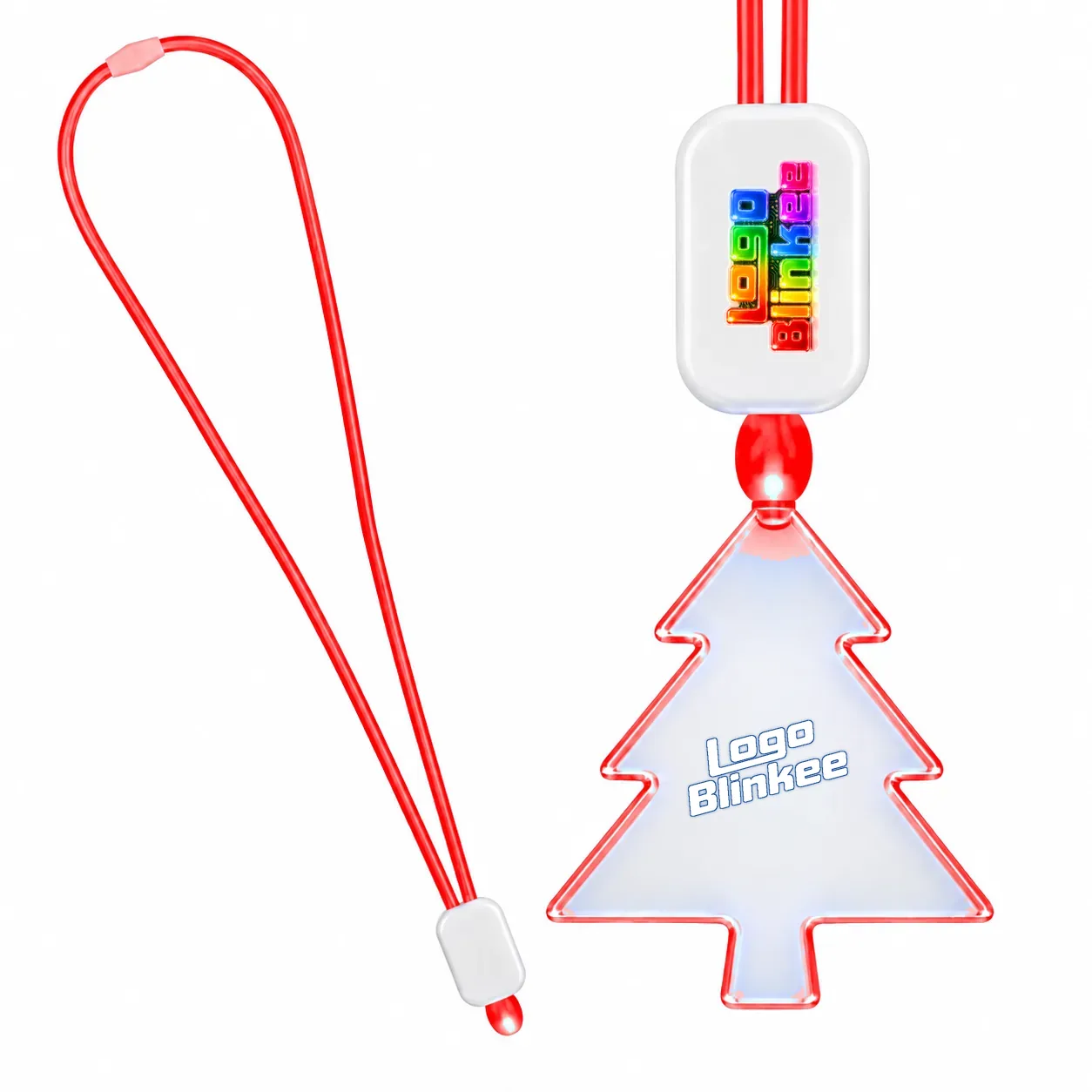 Custom Neon-Look Lanyard with Acrylic Christmas Tree Pendant Custom Light-Up Necklaces Custom Neon-Look Lanyard with Acrylic Christmas Tree Pendant Custom Light-Up Necklaces 3