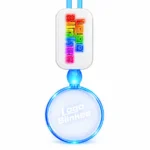 Custom Blue Neon-Look Lanyard with Acrylic Circle Pendant