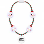 Custom Snowman LED Bead Necklace with White Medallion