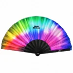 Custom UV Reactive Fold-Up Fan with Your Logo – 11-inch Rainbow