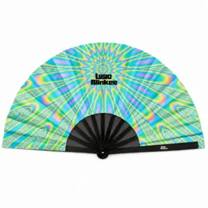 Custom UV Reactive Clack Fan with Your Logo – 13-inch Funky Pattern