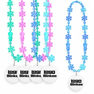 Custom Opalescent Snowflake Bead Necklace with White Medallion Custom Opalescent Snowflake Bead Necklace with White Medallion