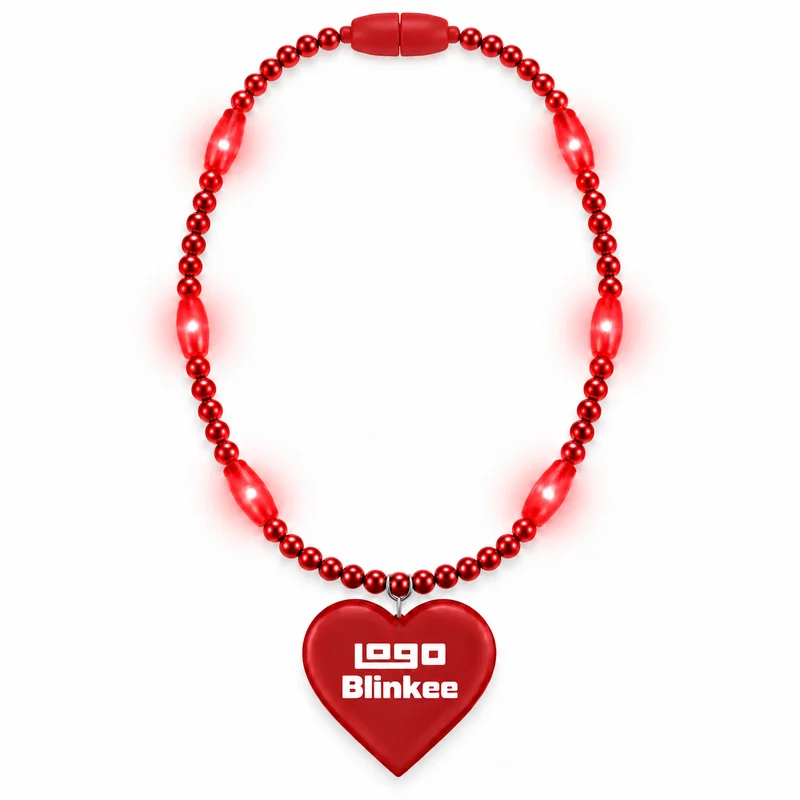 Custom Red LED Beads with Heart Medallion